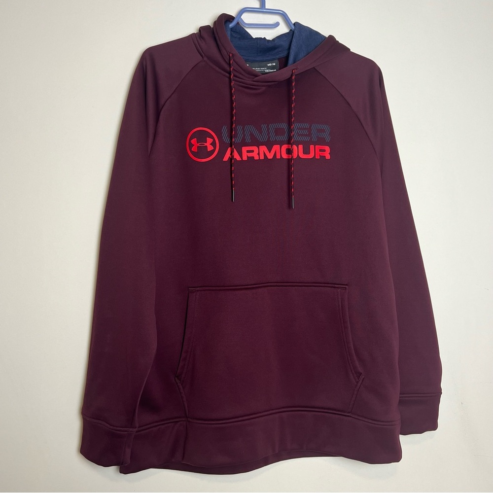 Under Armour Men's Maroon Hoodie with Red Logo large